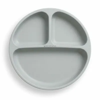Farfurie compartimentata, Bocioland, Rotunda, Cu 3 compartimente, Fara BPA, 6-36 luni, Gray BYNBL589