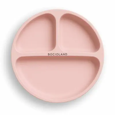 Farfurie compartimentata, Bocioland, Rotunda, Cu 3 compartimente, Fara BPA, 6-36 luni, Pink BYNBL587