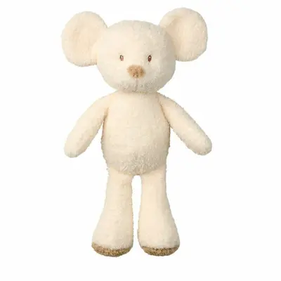 Jucarie plus bebelusi, Nattou, Cuddly Mouse, 24 cm, Material moale si pufos, Stimuleaza simtul tactil si motricitatea fina, Prieten de joaca si mangaiere, 0 luni+, Bej BYN856027