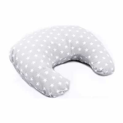 Perna pentru alaptat, Bocioland, Gray Stars, Cu husa detasabila, Din bumbac, 50x18 cm, BYNBOC0175