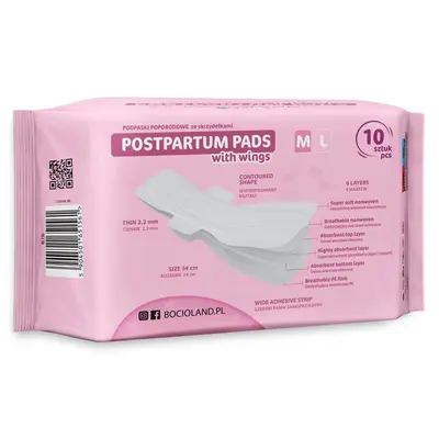 Tampoane absorbante postnatale, Bocioland, Ultra moi, 6 straturi, M, 10 buc BYNBL156