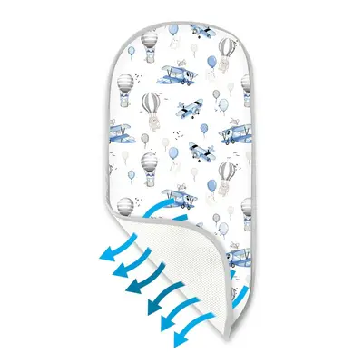 Insertie landou anti-transpiratie, MimiNu, Din plasa 3D, Materiale certificate Oeko Tex Standard 100, Blue Plane BYN6426972031882