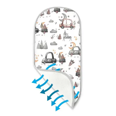 Insertie landou anti-transpiratie, MimiNu, Din plasa 3D, Materiale certificate Oeko Tex Standard 100, Design, Cars Grey BYN6426972031936