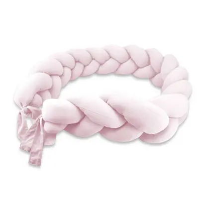 Protectie laterala, MimiNu, Pentru patut, Tip Bumper impletit, Din bumbac interlock, 240 cm, Soft Powder Pink BYN6426972031967