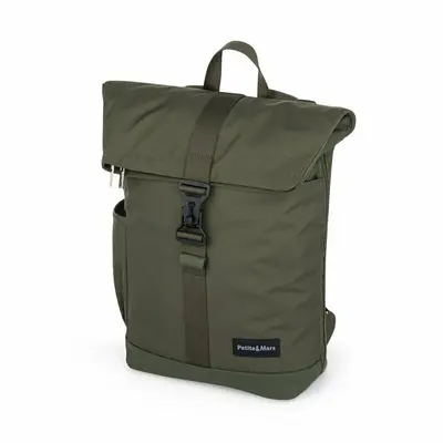 Rucsac pentru mamici, Petite&Mars, Jackob, Compartimentare multipla, Buzunare termoizolante si impermeabile si pentru laptop, Sistem prindere carucior, Include salteluta de infasat, 30 x 46 x 15 cm, Verde BYN510839