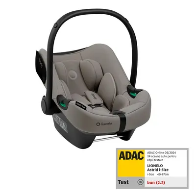 Scoica auto, Lionelo, i-Size Astrid, 0-13 Kg, 40-87 cm, Cu maner si capotina reglabile, Cu protectie laterala avansata, Salteluta confortabila, Testat ADAC, Conform cu standardul european de securitate R129, Taupe BYNLO-ASTRID_I-SIZE_BEIGE_TAUPE