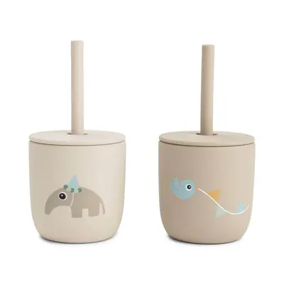 Cana cu pai Done by Deer silicon set 2 buc Celebration Sand