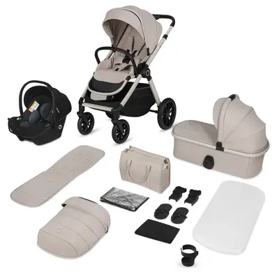 Carucior 3 in 1, Lionelo, Layla, Pana la 22 kg, Cadru aluminiu, Cu landou intarit si salteluta din spuma AirDots, Cu scoica auto testata ADAC, Reversibil, Cu ventilatie 3D, Cu accesorii, EN1888-1, EN1888-2, EN1466, Bej BYNLO-LAYLA_3IN1_BEIGE_SAND