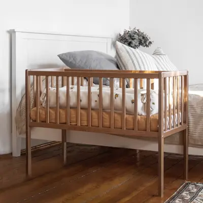 Patut Mic, Co-sleeping Din Lemn, Classic Vintage Cu Saltea Cocos Spuma Cocos 90 X 40 X 7 Cm Pjbbedside_vintage