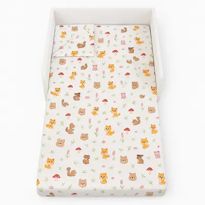 Lenjerie Set 3 piese Lenjerie Cresa - Animalutele padurii pentru saltele 140x70 - ASC6427968009397