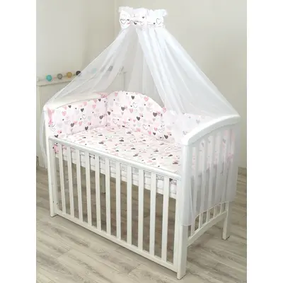 Baldachin Din Tul, Funda Din Bumbac, Imprimeu Lenjerie Inimioare Roz, Amy 300x160 Cm, Suport De Prindere Inclus, 153h Cm Pjb83697+s