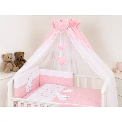 Baldachin Din Tul Pentru Patut, 600x160 Cm, Bear Heart Roz ,   Amy   Protectie, Confort Si Decor Elegant Pjb68909