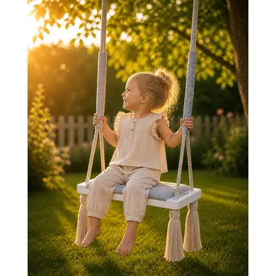 Leagan Copii Babysteps   Woodswing, Lemn, Spuma  Velvet Gri Premium, Design Scandinav, Pana La 100 Kg Pjbc577-3615