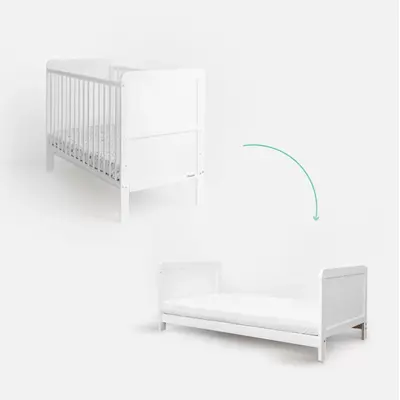 Patut Din Lemn Masiv, Transformabil Pentru Bebe Si Junior, Clasic Alb 140 X 70 Cm Pjbclasic_140