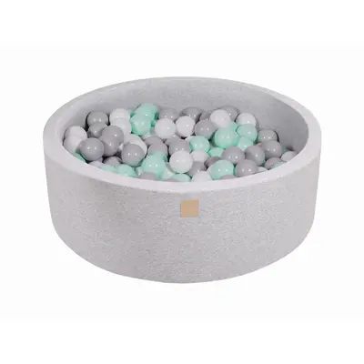 Piscina Uscata Cu 200 De Bile (alb, Gri, Mint) Meowbaby  , 90x30 Cm, Gri Deschis Pjbmeo036