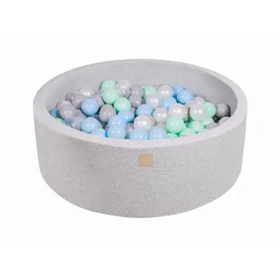 Piscina Uscata Cu 200 De Bile (alb Perlat, Gri, Transparent, Mint, Babyblue) Meowbaby  , 90x30 Cm, Gri Deschis Pjbmeo028