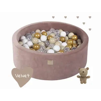 Piscina Uscata Cu 250 De Bile (auriu, Alb, Transparent, Bej ) Meowbaby  , Teddy Bear, 90x30 Cm, Catifea Bej Pjbb001009