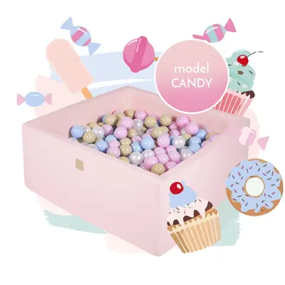 Piscina Uscata Cu 300 De Bile (babyblue, Bej, Alb Perlat, Roz Pastel) Meowbaby  , Candy, 90x90x40 Cm, Roz Pjbzkcandy001