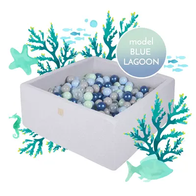 Piscina Uscata Cu 300 De Bile (babyblue, Mint, Blue Perlat, Transparent) Meowbaby  , Blue Lagoon, 90x90x40 Cm, Gri Pjbzkblue001