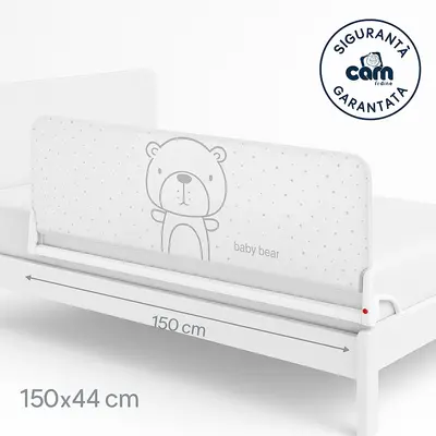 Bariera De Protectie Rabatabila Pentru Pat Copii Cam Baby Bear, 150a 44 Cm, Alb ,   Siguranta In Trecerea La Patul De Tineret Pjb9134935