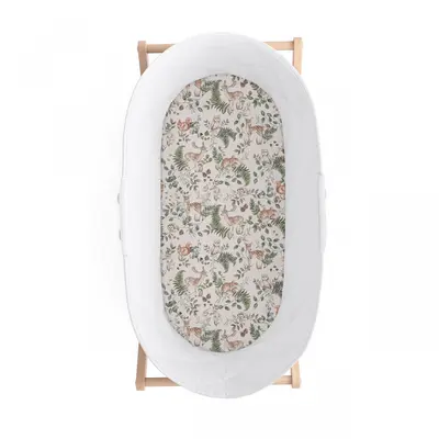 Cearsaf Din Bumbac Cu Elastic Pe Contur Pentru Landou Si Cosulete, Animals Garden Pjb20244