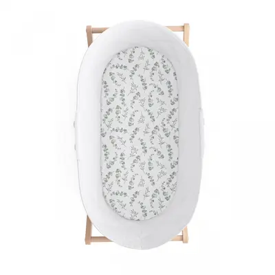 Cearsaf Din Bumbac Cu Elastic Pe Contur Pentru Landou Si Cosulete, Eucalipt Pjb484967