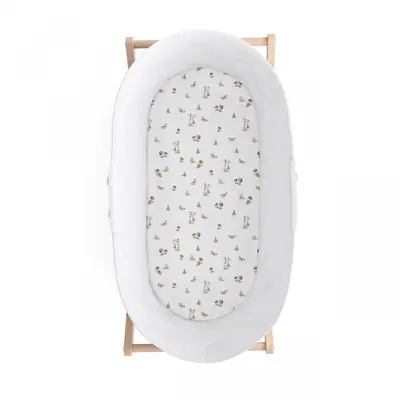 Cearsaf Din Bumbac Cu Elastic Pe Contur Pentru Landou Si Cosulete, Happy Pjb481386