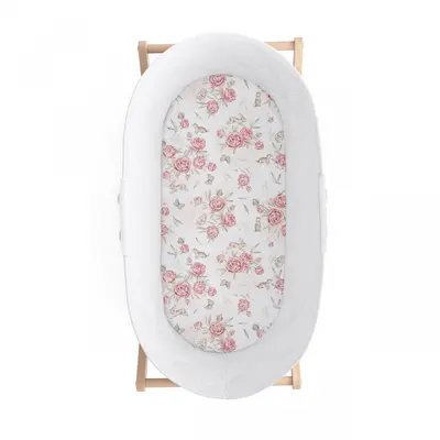 Cearsaf Din Bumbac Cu Elastic Pe Contur Pentru Landou Si Cosulete, Peony Pjb482703