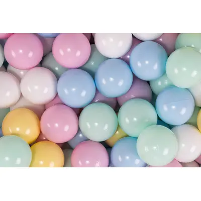 Meowbaby   Set Bile Din Plastic Pentru Centru De Joaca 7cm, 200 Buc: Baby Blue   Alb   Mint   Roz Pastel   Galben Pastel Pjbzpbwpy002