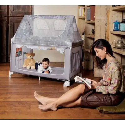 Patut Pliant Voiaj Cu Doua Niveluri De Inaltime, Ultraportabil Pentru Copii   Daily Dolci Sogni Bej  , Usor De Transportat, Ideal Pentru Calatorii, Material Rezistent Cu Protectii Laterale Si Saltea Inc Pjb49115040