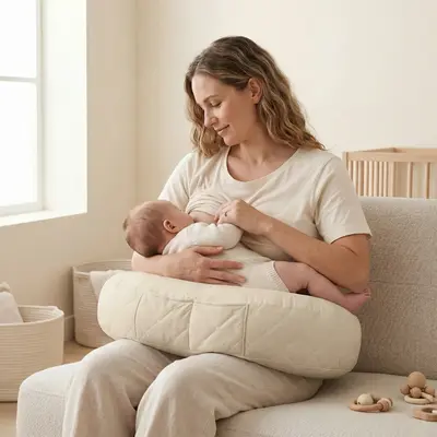 Perna Alaptare Babysteps  , Tip Rogal, Suport Ergonomic Mama  Bebelus, Velvet Premium, Bej Pjb601930