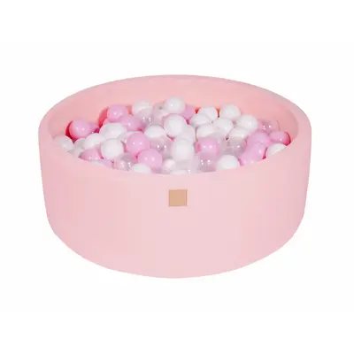 Piscina Uscata Cu 200 De Bile (alb, Transparent, Roz Pastel) Meowbaby  , 90x30 Cm, Roz Pjbmeo046