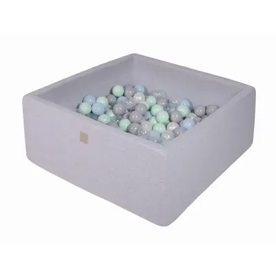 Piscina Uscata Cu 200 De Bile (alb Perlat, Gri, Transparent, Mint, Baby Blue) Meowbaby  , 90x90x40 Cm, Gri Pjbmek052