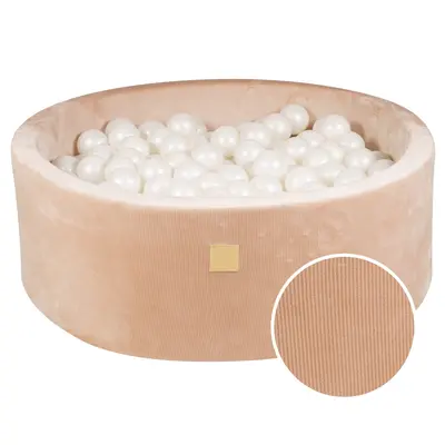 Piscina Uscata Cu 200 De Bile 7cm (alb Perlat) Meowbaby  , 90x30 Cm, Premium Velur Reiat   Corduroy Sand Pjbveo00114ie