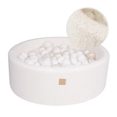 Piscina Uscata Cu 250 De Bile (alb) Meowbaby  , Tesatura Bucle, 90x30 Cm, Teddy Alb Pjbbou03003