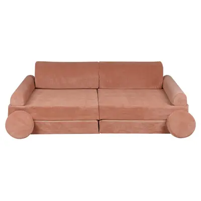 Playset Modular Canapea Premium Velur Reiat   Corduroy Spuma ,   Caramiziu Pjbsdps02ie