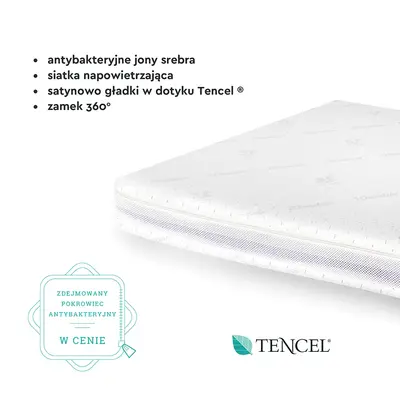 Saltea Pentru Copii, Fata Dubla, Fermitate Diferita, Spuma Pur Hr Antibacteriana Si Strat Extra De Spuma Confortabila, Husa 360, Tencel Cu Fibre De Viscoza Si Ioni De Argint Antibacteriana, 140x70x10 Pjbhighquality140