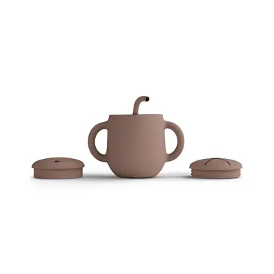 Cana De Antrenament, Cu Pai Flexibil, Din Silicon, Fara Bpa, Bps, Pvc Si Ftalati  2in1, 250 Ml, Rose Pjbcap_r