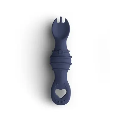 Furculita Si Lingura Babysteps   2in1, Silicon Alimentar 100%, Fara Bpa, Bps, Pvc Si Ftalati, Navy Pjbfl_n