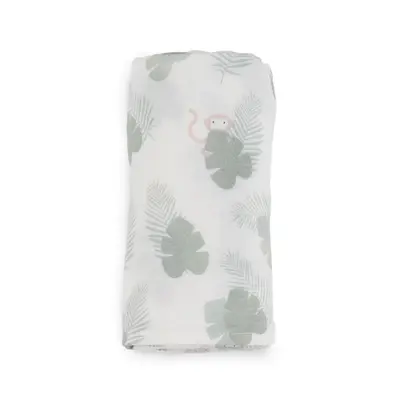 Muselina Din Bumbac Si Bambus, Scutec Sau Paturica Multifunctionala, Monstera Monkey Hunter Mint, 120 X 120 Cm Pjb32mm44-001
