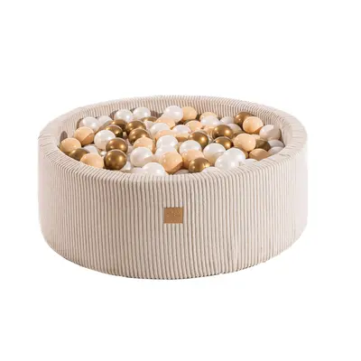 Piscina Uscata Cu 200 De Bile 7cm Meowbaby   Aesthetic, 90x30 Cm, Premium Velur Reiat   Corduroy Ecru Pjbbsak9002