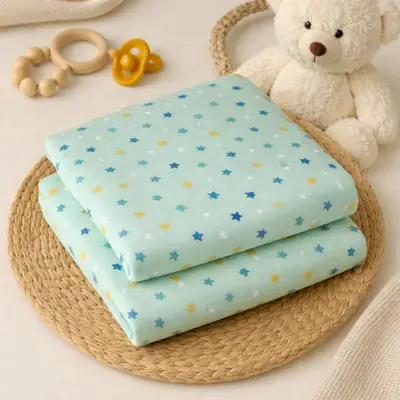 Set 2 Scutece Finet 100% Bumbac Pentru Bebelusi ,   70a 80 Cm ,   Starry Sky Mint Pjb098155668