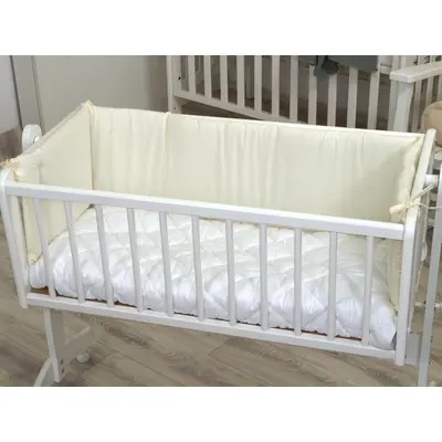 Aparatoare Patut 90x40 Cm, 260 Cm, Babysoft Hipoalergenica, Bumbac 100%, Model Cream  Protectie Sigura Si Confort Pjb85709