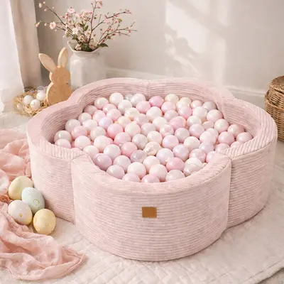 Piscina Cu Bile Meowbaby   Sweet Blush ,   Aesthetic Pink Flower, Spuma Moale, Roz Pudrat, 200 Bile Incluse Pjbbafop00-3579