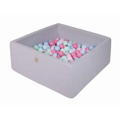 Piscina Patrata Cu Bile Meowbaby   ,   110x110x40 Cm, 400 Bile Incluse, Gri Deschis Pjbmeki056