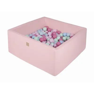 Piscina Patrata Cu Bile Meowbaby   ,   110x110x40 Cm, 400 Bile Incluse, Roz Deschis Pjbmeki032