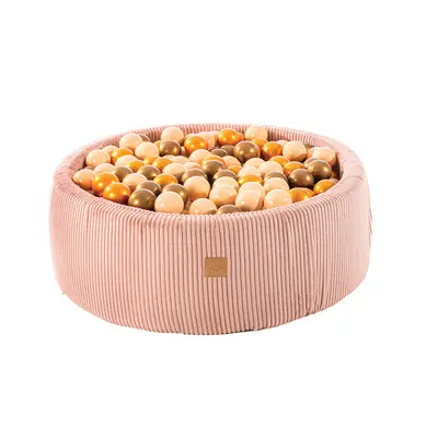 Piscina Uscata Cu 200 De Bile 7cm Meowbaby   Aesthetic, 90x30 Cm, Premium Velur Reiat   Corduroy Roz Pjbbsar9002