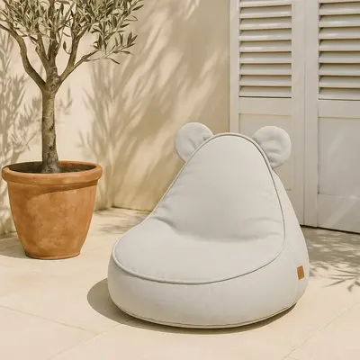 Puf Premium Copii Meowbaby   Outzy Teddy Featherfog Gray ,   Bean Bag Indoor  Outdoor Cu Urechi Teddy Pentru Relaxare Si Joaca Pjbmopusbt69
