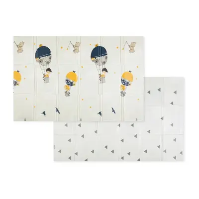 Covoras educativ, Petite&Mars, Campy L, Din spuma XPE non-toxica, Cu doua fete, Suprafata antiderapanta, 130x200 cm, Pliabil compact 40&times;32&times;21 cm, Model baloane si forme geometrice BYN434074