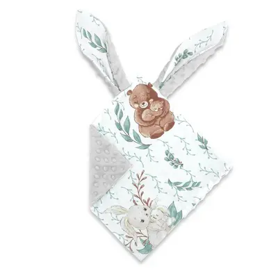 Jucarie textila senzoriala, MimiNu, Moale, Cu doua fete, 30 x 30 cm, Din tesatura minky si bumbac, Materiale certificate Oeko Tex Standard 100, Minky Lulu Natural Grey BYN6426972031820